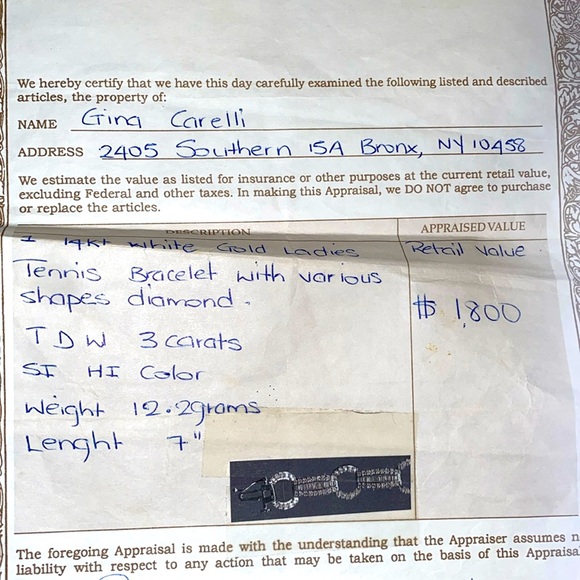 14 karat white gold ladies, tennis bracelet - Picture 3 of 5